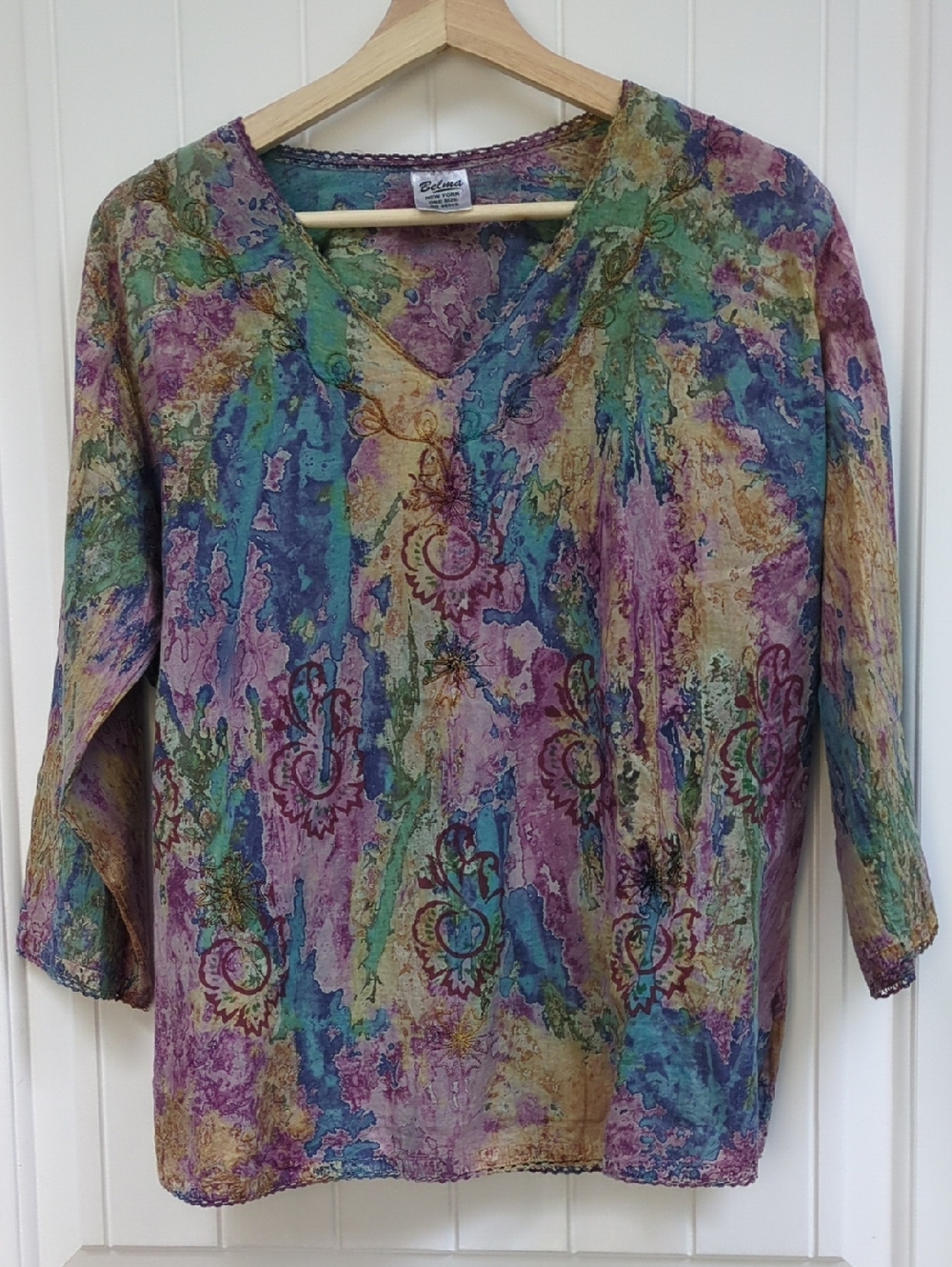 Belma New York Boho V-Neck Multicolor Women's Top